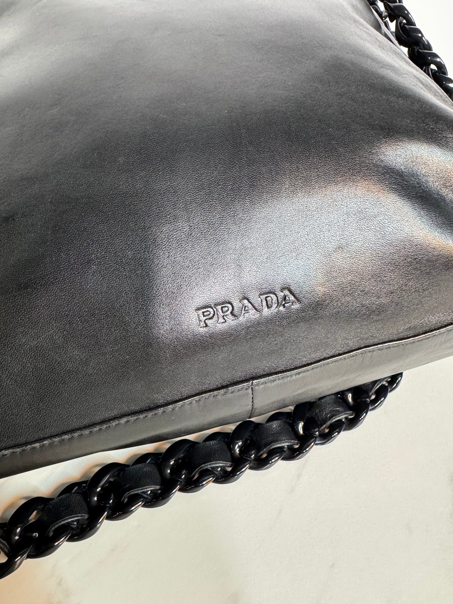 Prada Nappa Leather Shoulder/Crossbody Bag with Acrylic Chain Strap