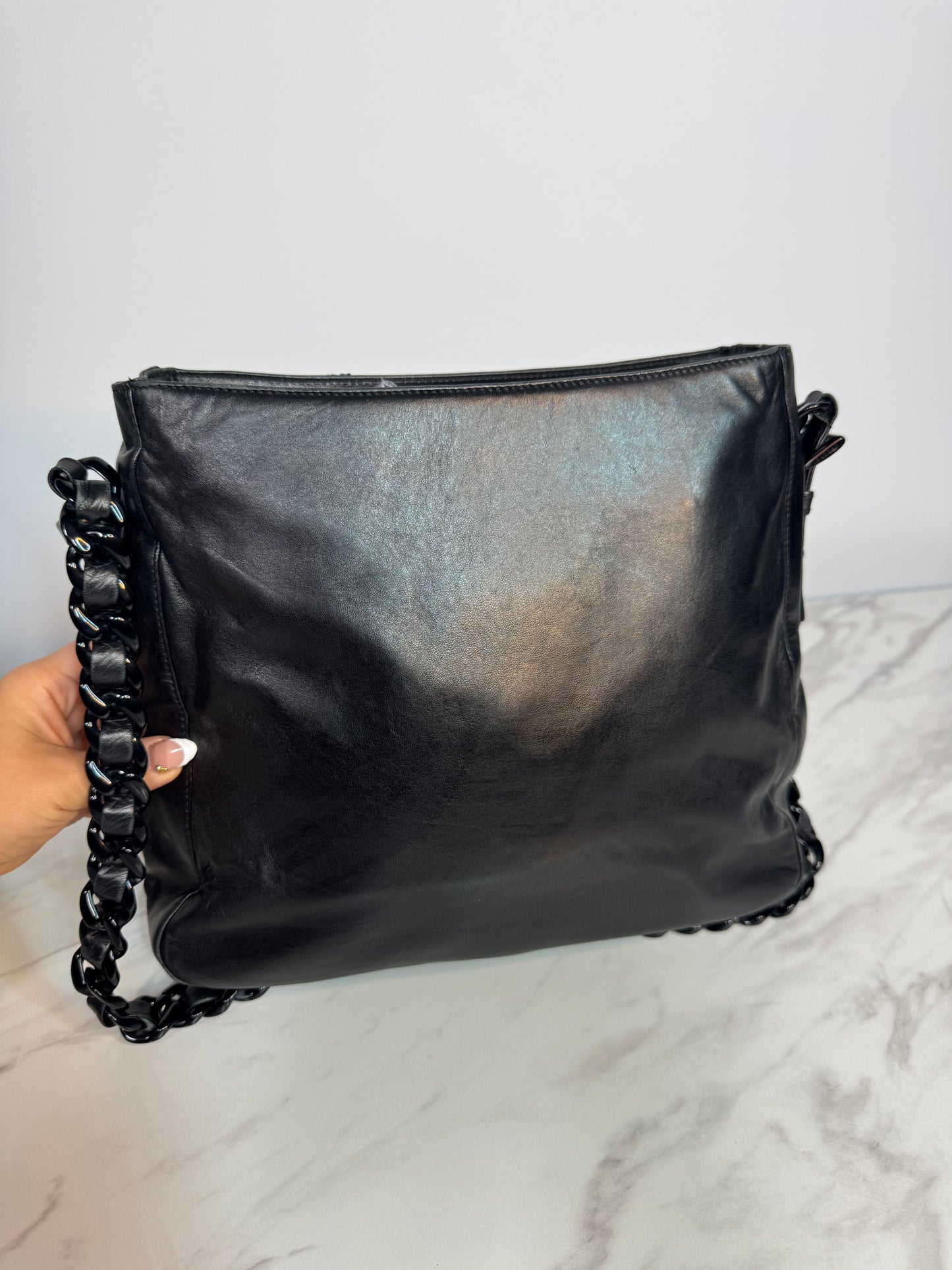 Prada Nappa Leather Shoulder/Crossbody Bag with Acrylic Chain Strap