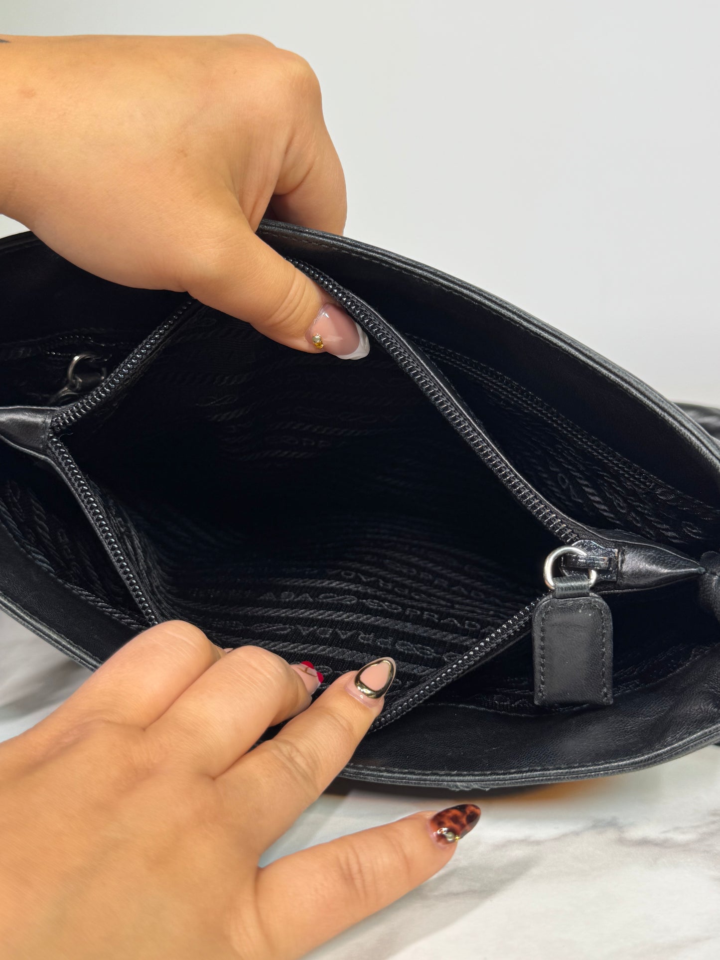 Prada Nappa Leather Shoulder/Crossbody Bag with Acrylic Chain Strap