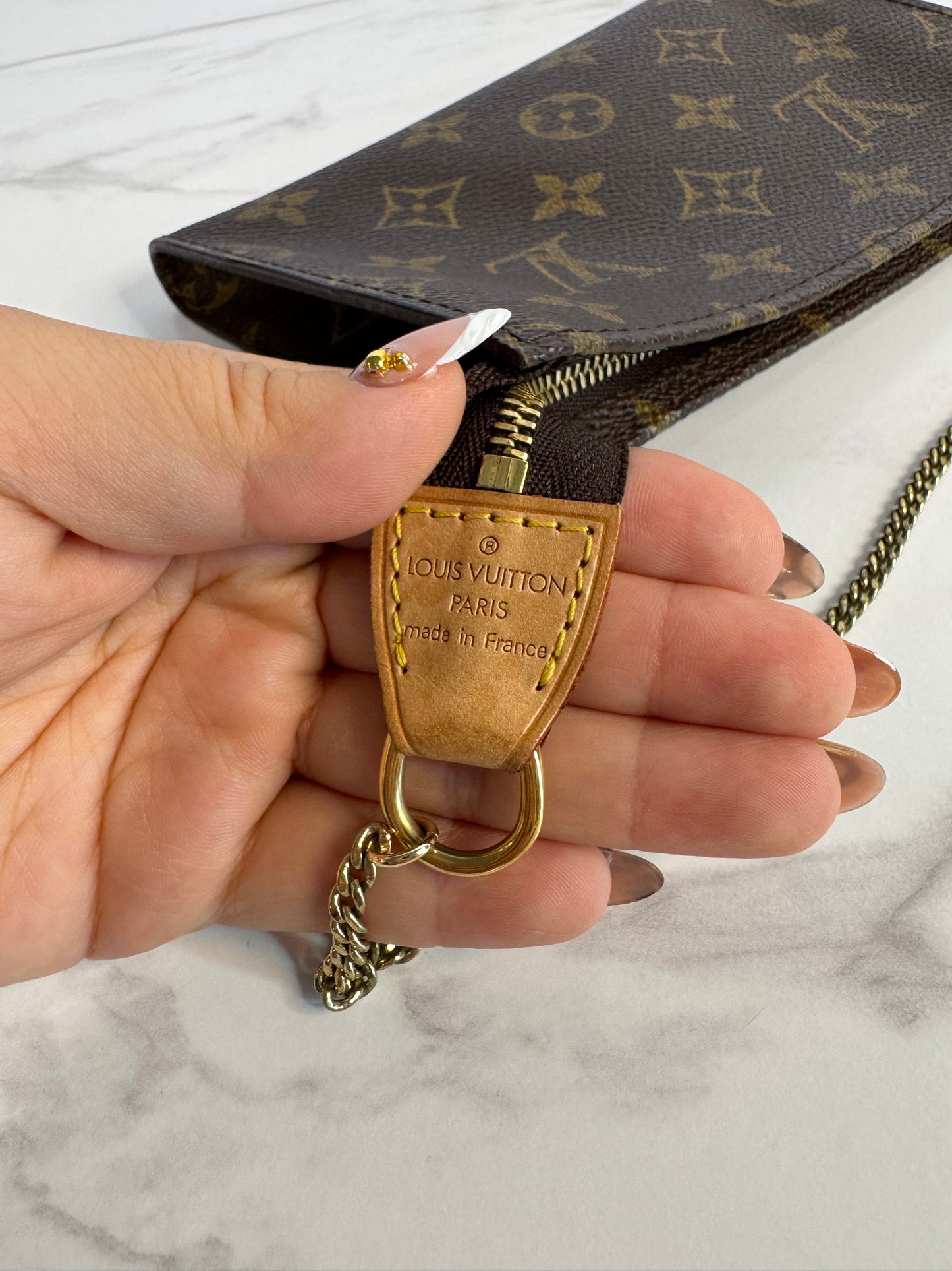 Louis Vuitton Monogram Mini Pouchette with Chain