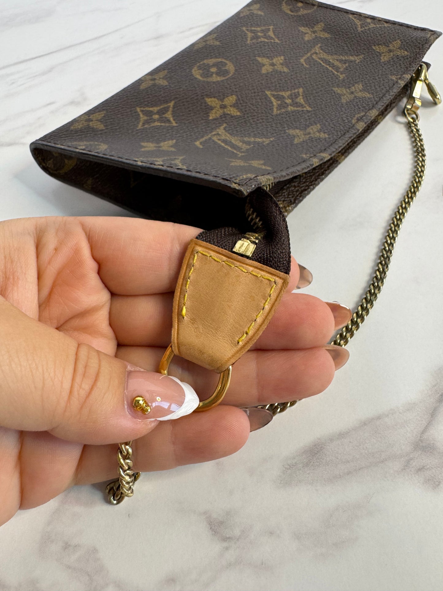Louis Vuitton Monogram Mini Pouchette with Chain