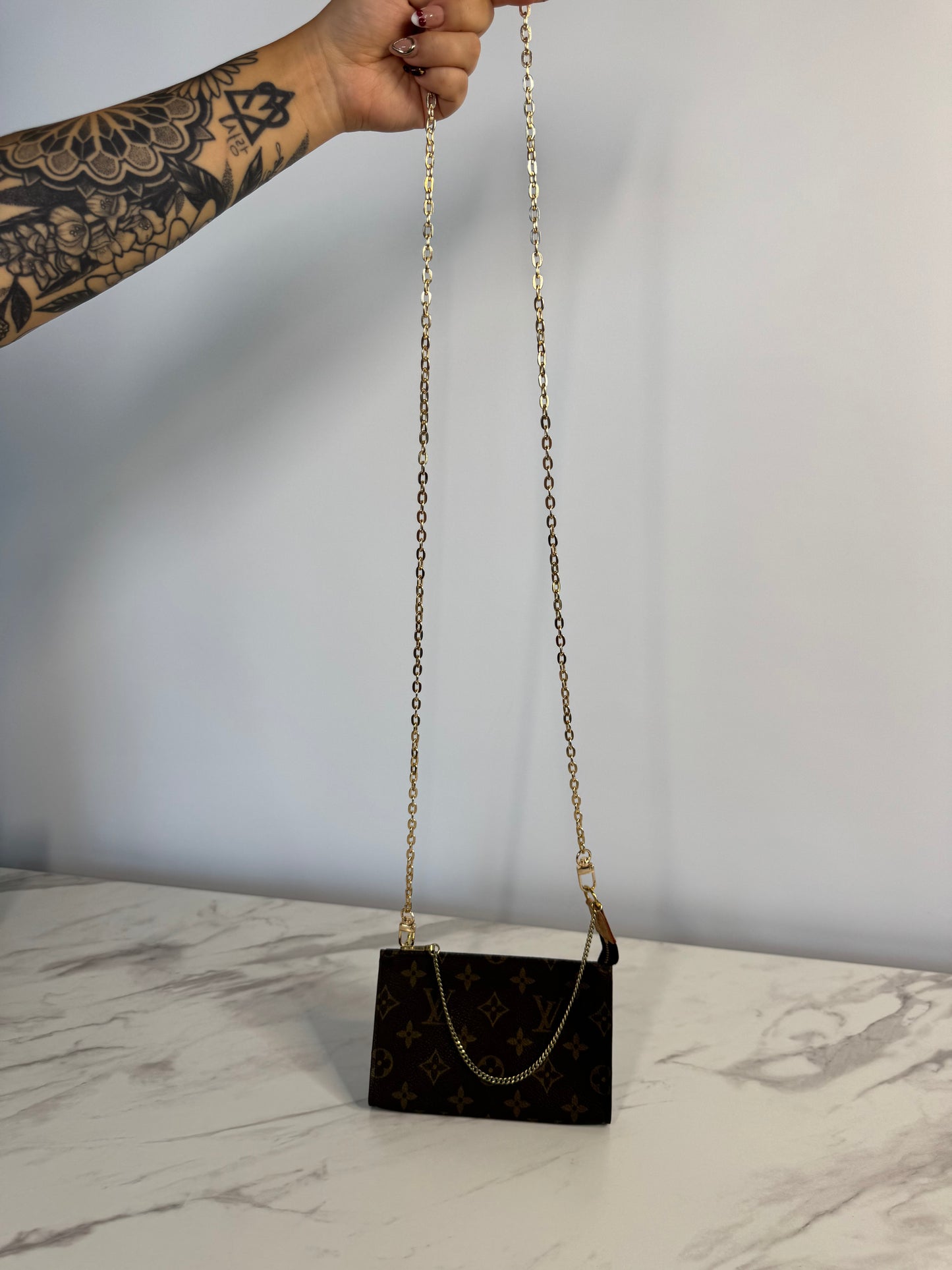 Louis Vuitton Monogram Mini Pouchette with Chain