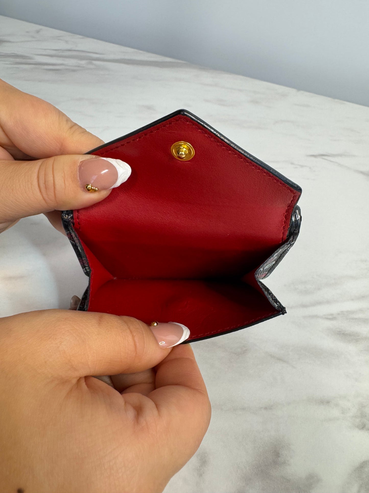 Prada Saffiano Leather Heart Flower Wallet