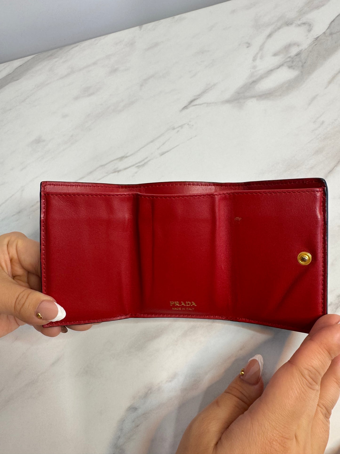 Prada Saffiano Leather Heart Flower Wallet