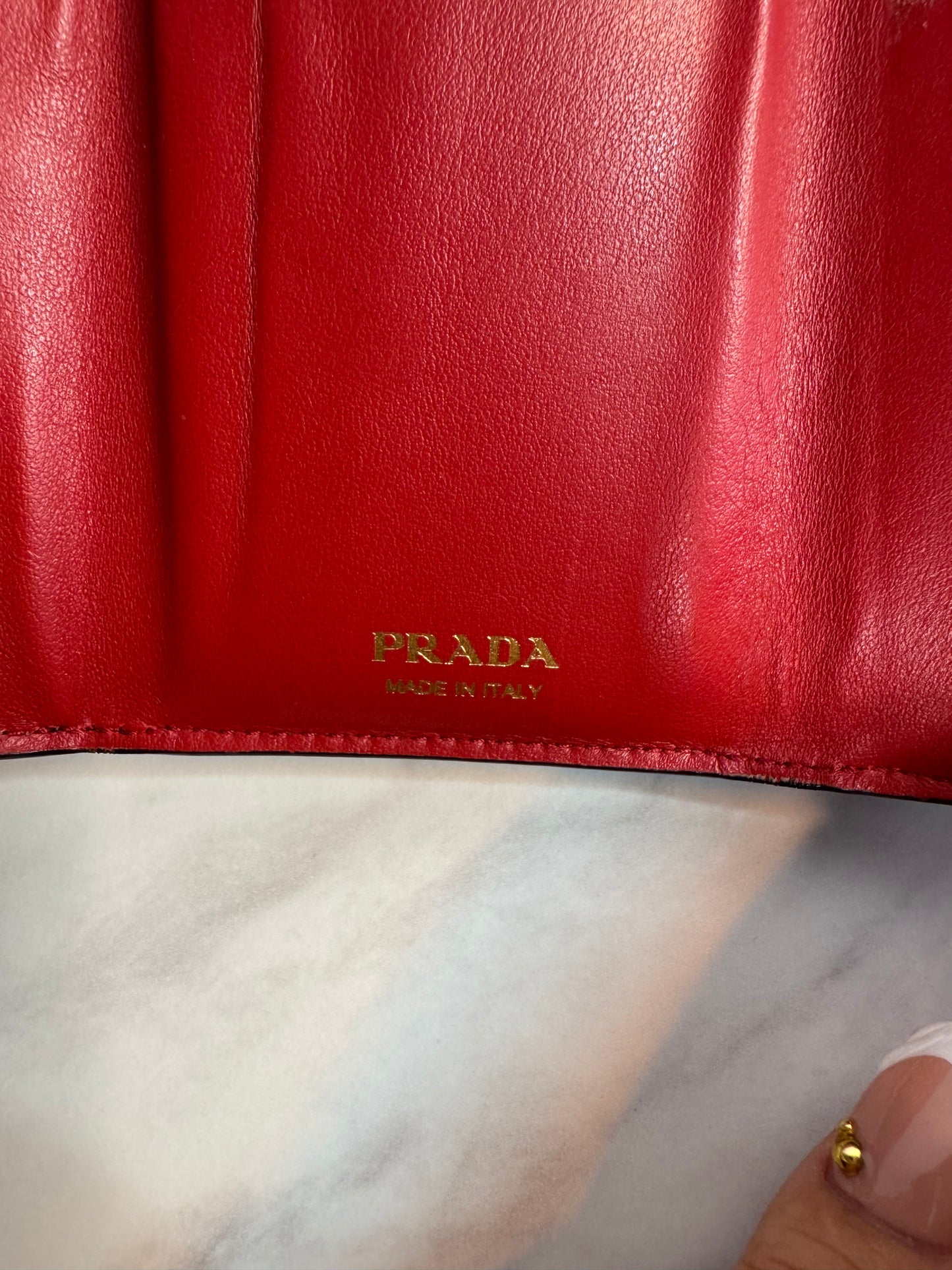 Prada Saffiano Leather Heart Flower Wallet