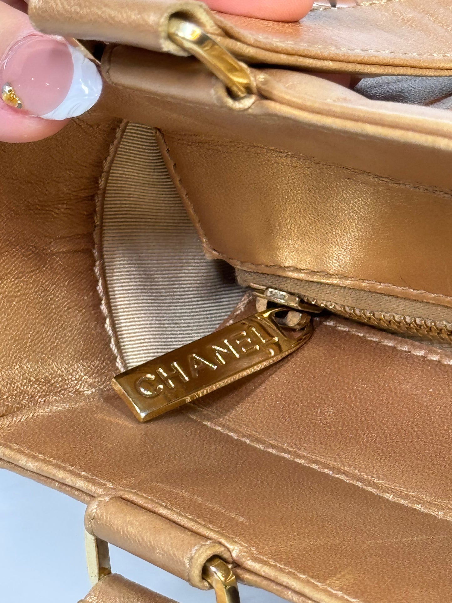 Chanel Champagne Gold Chocolate Bar Tote