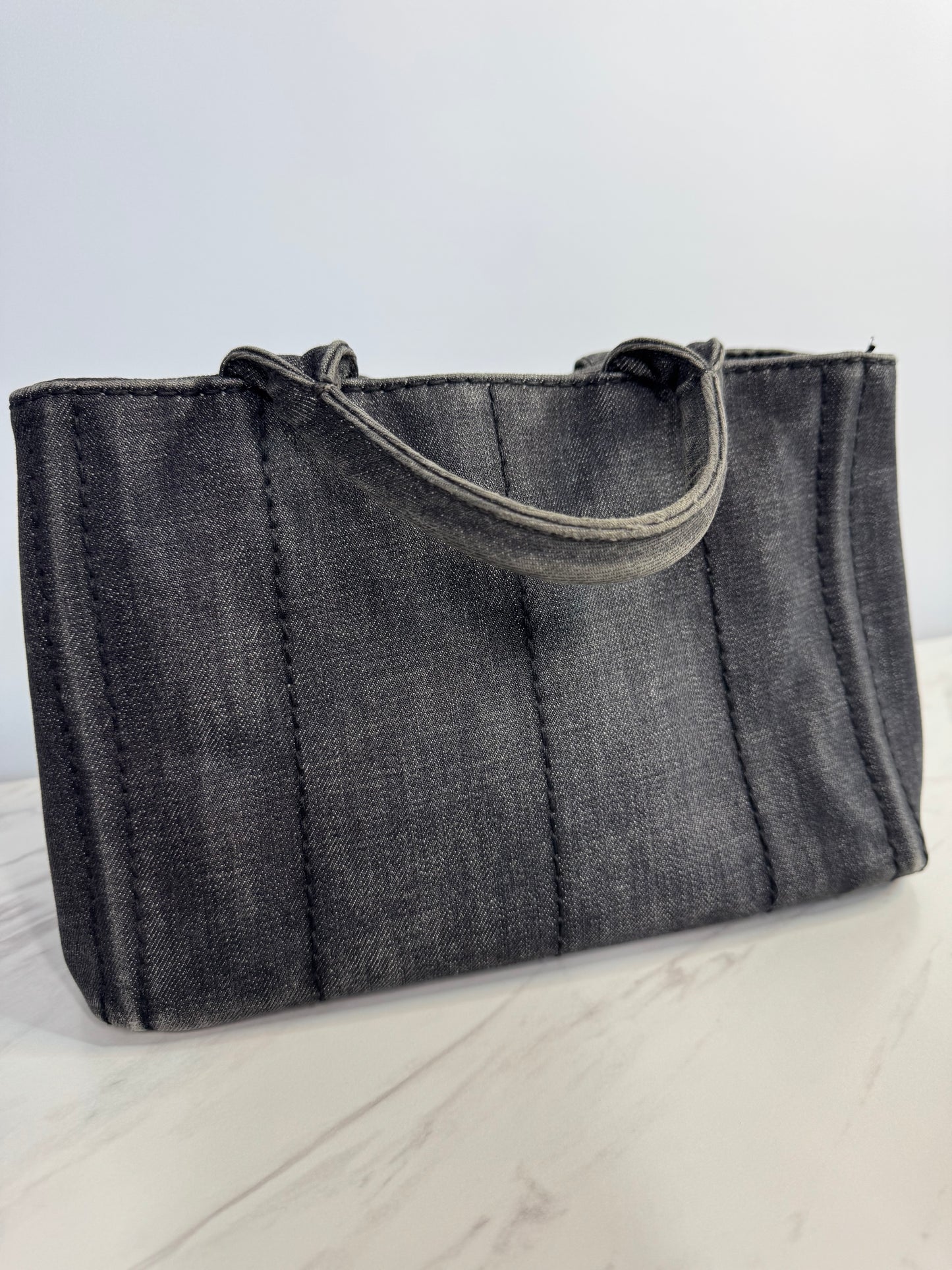 Prada Mineral Washed Denim Canapa Tote