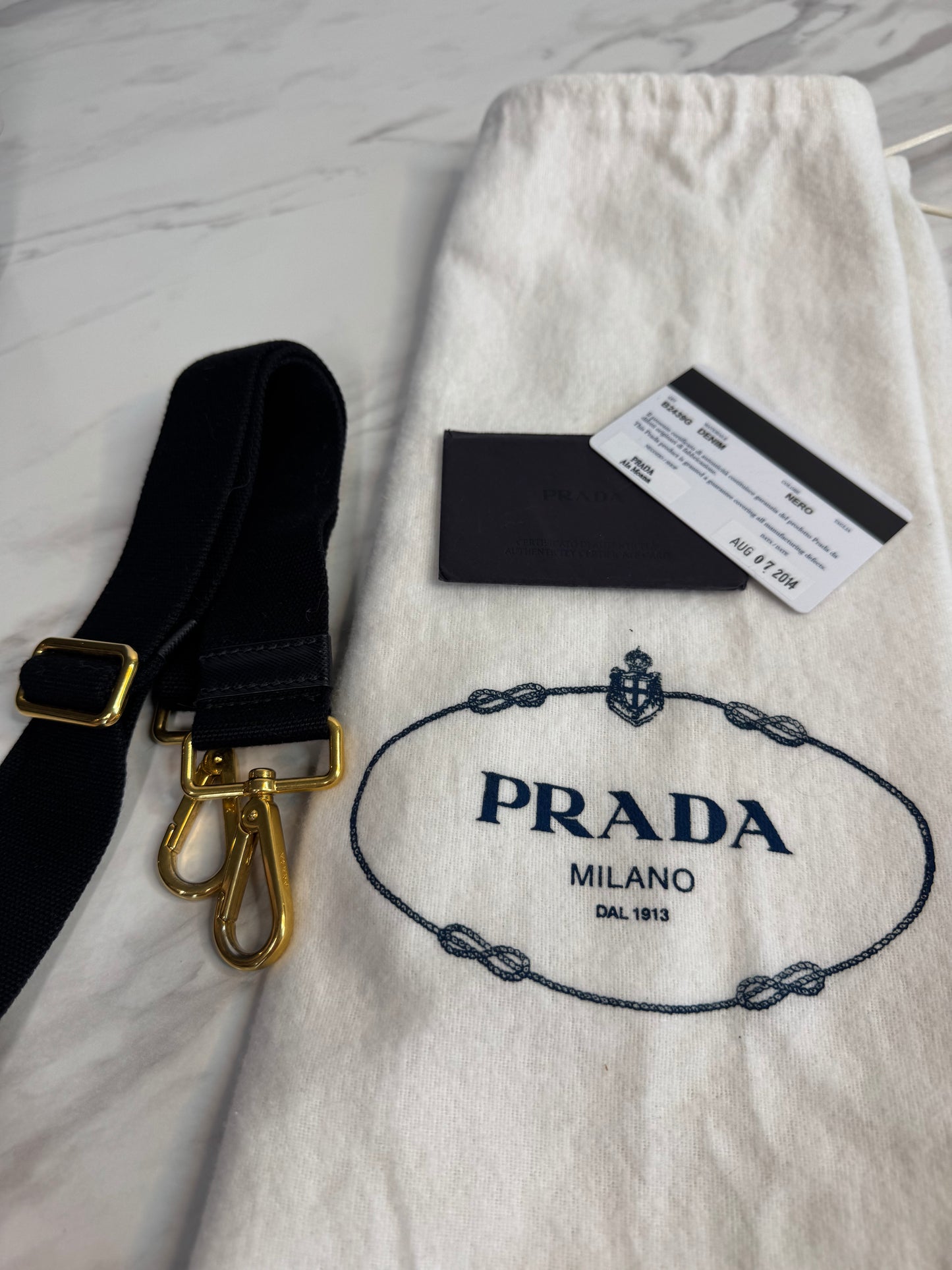 Prada Mineral Washed Denim Canapa Tote