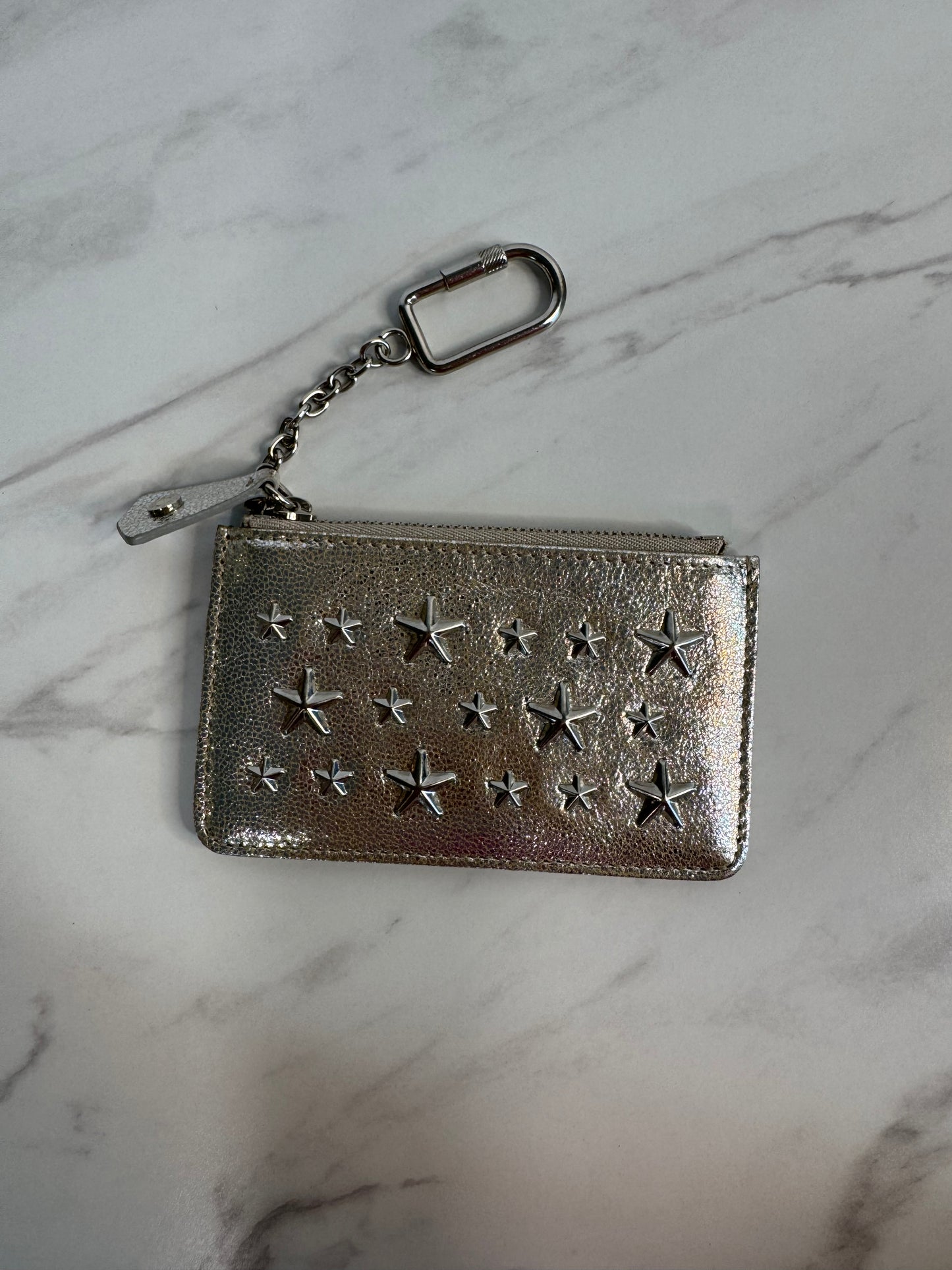 Jimmy Choo Silver Star Studded Key/Cardholder Pouch