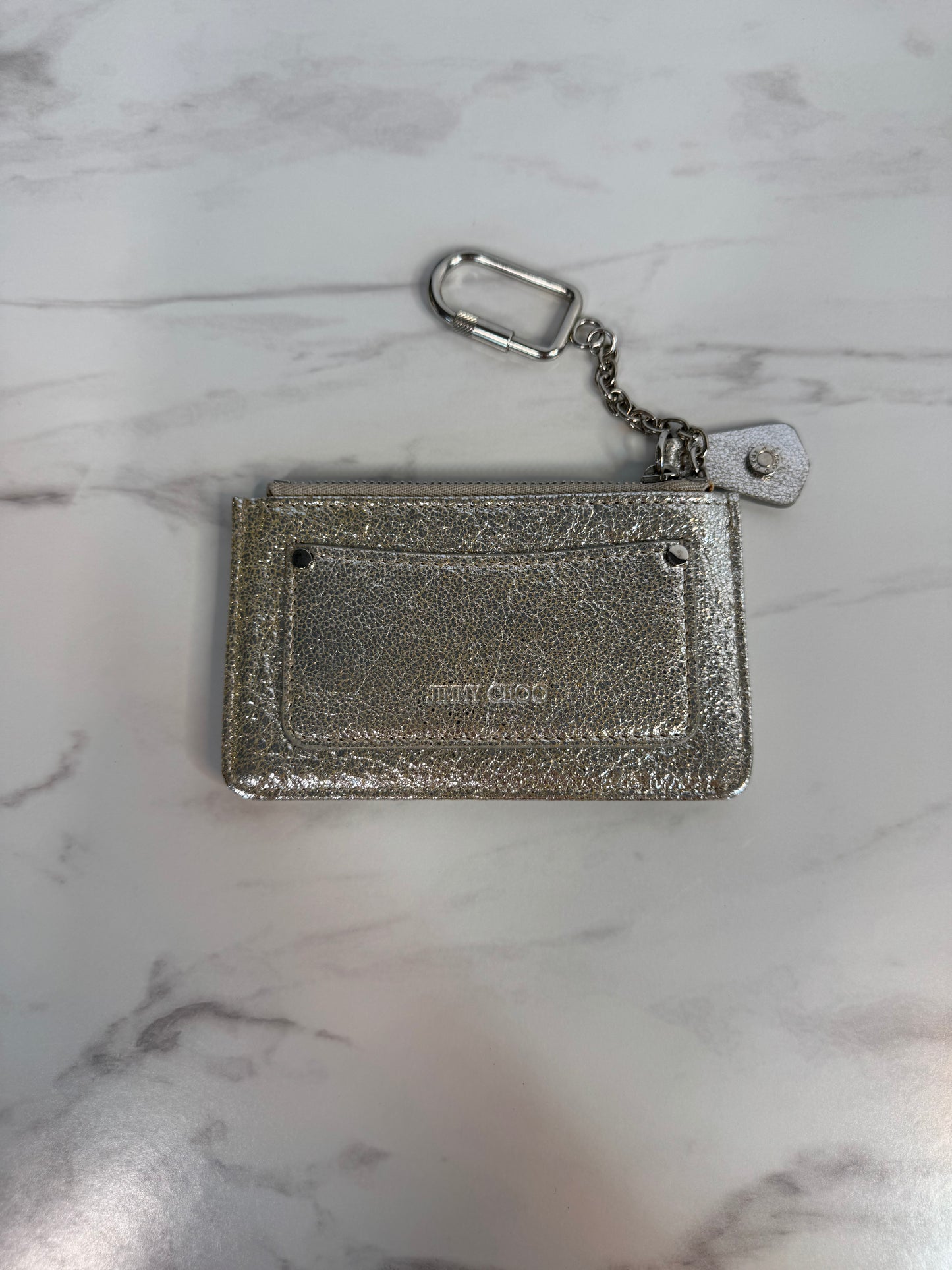 Jimmy Choo Silver Star Studded Key/Cardholder Pouch