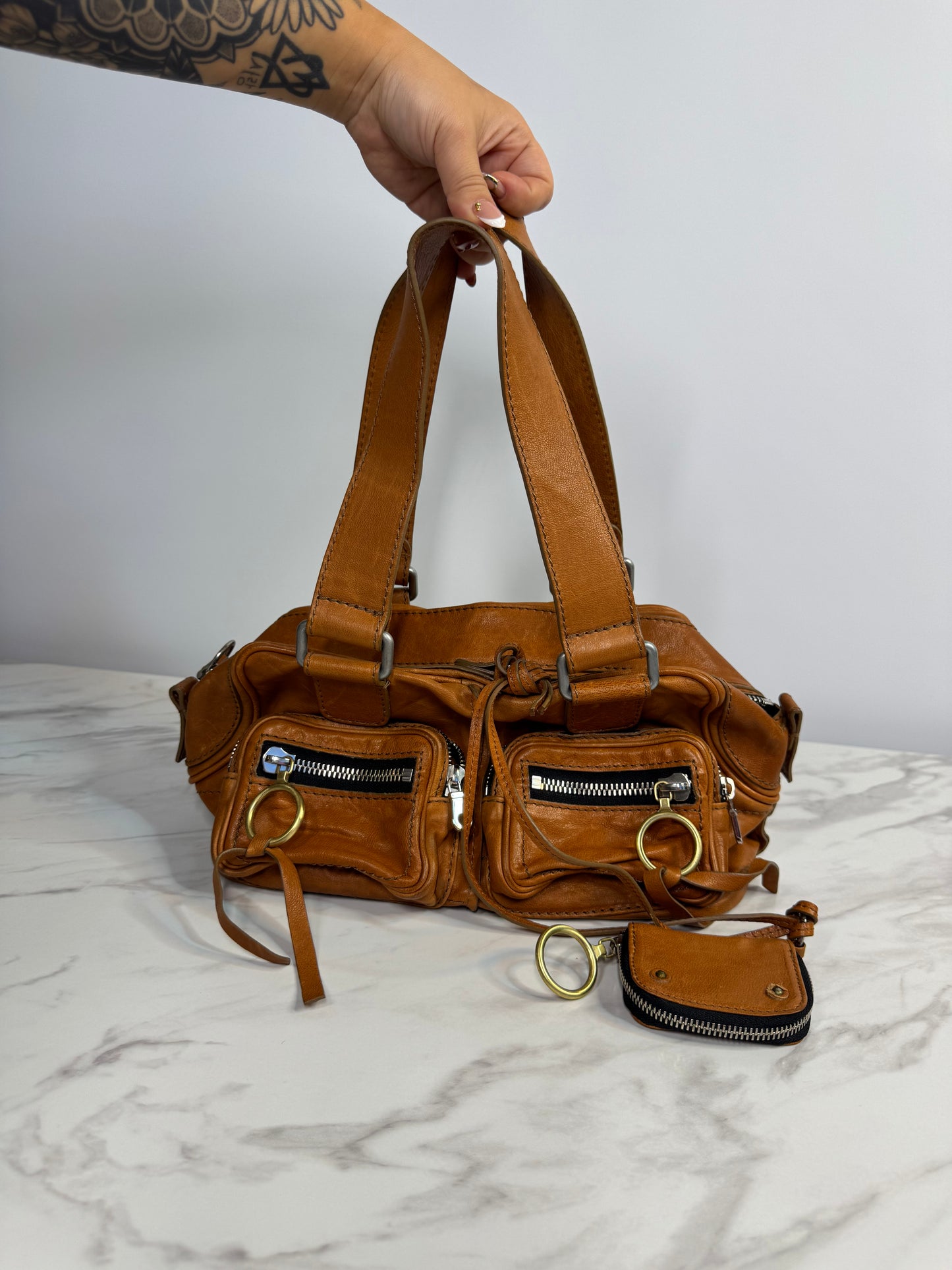 Chloe Distressed Leather Betty Handle Bag