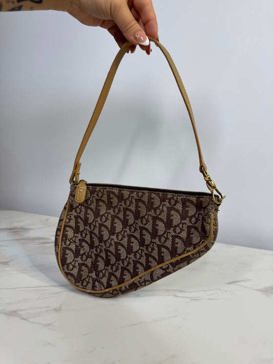 Dior Vintage Trotter Jacquard Saddle Bag