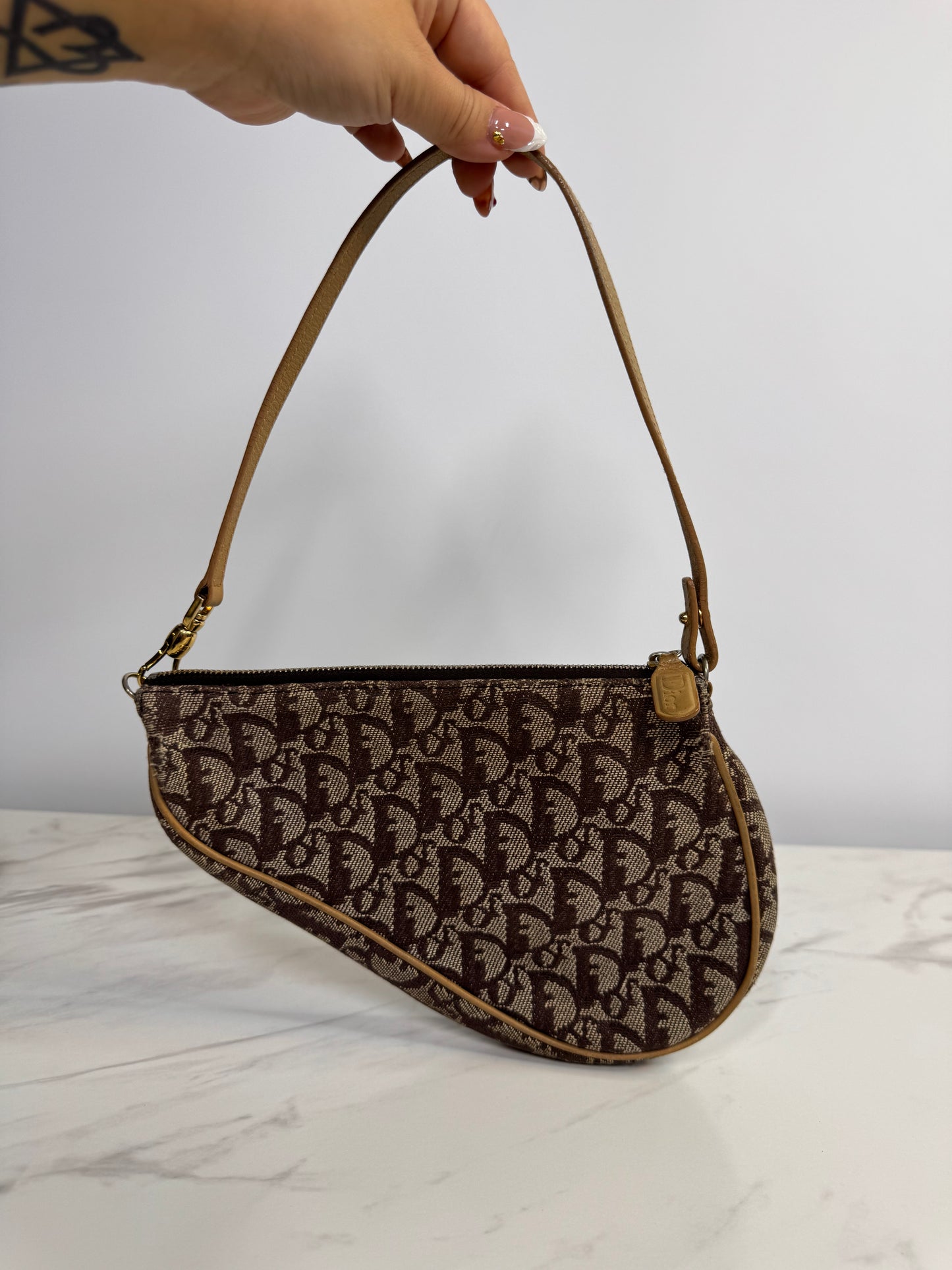 Dior Vintage Trotter Jacquard Saddle Bag