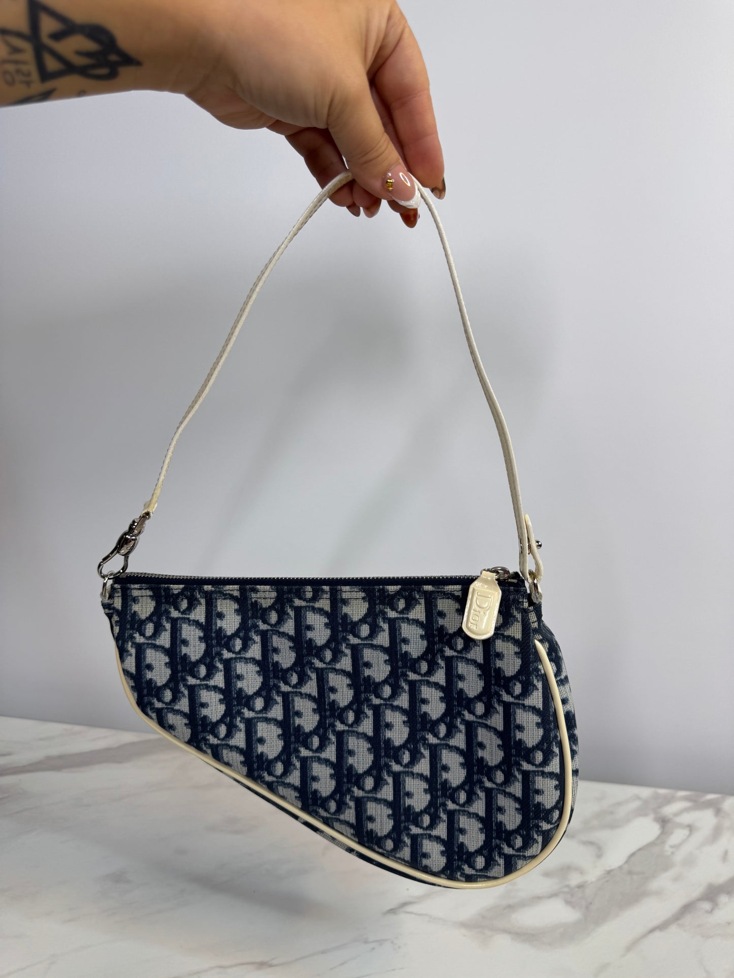 Dior Vintage Trotter Jacquard Saddle Bag